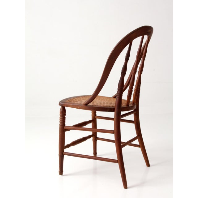 Brown Antique Windsor Bow Back Chair With Cane Seat For Sale - Image 8 of 17