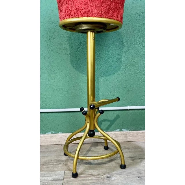 Gold Vintage Gold & Red Bar Stool For Sale - Image 8 of 9