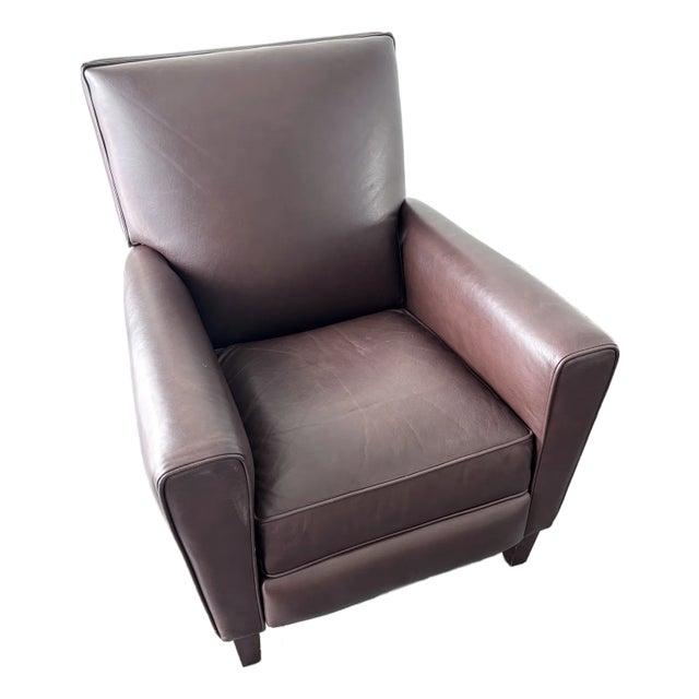 Room & Board Art Deco Style Leather Recliner Club Chair For Sale