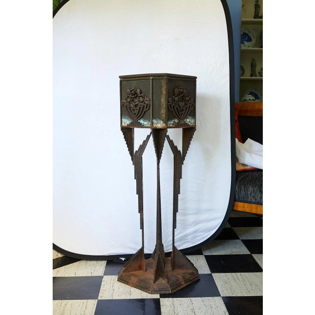 Art Deco Iron Pedestal Planter For Sale In Atlanta - Image 6 of 13