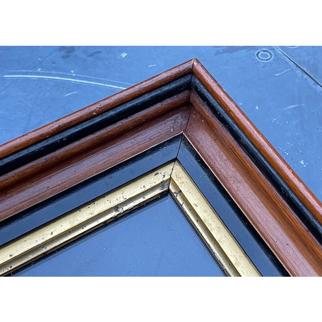 American Antique American Flag 1912 Gauze Staggered 48 Star Glazed Cotton in Walnut Frame For Sale - Image 3 of 7