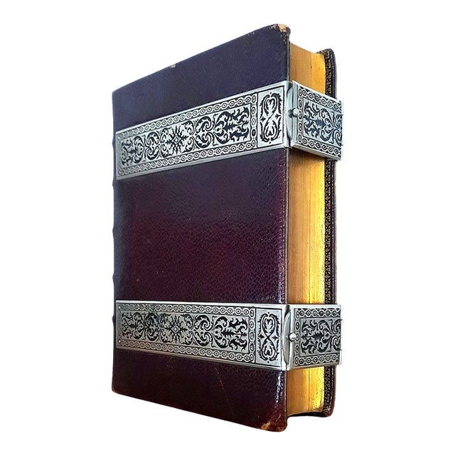 (1881) Silver Clasped Christian Roman Missal - Fine Binding Illustrated Antique Christian Bible Art For Sale
