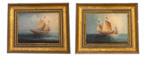 English School, Pair of Seascapes, 1800s, Oil on Canvas