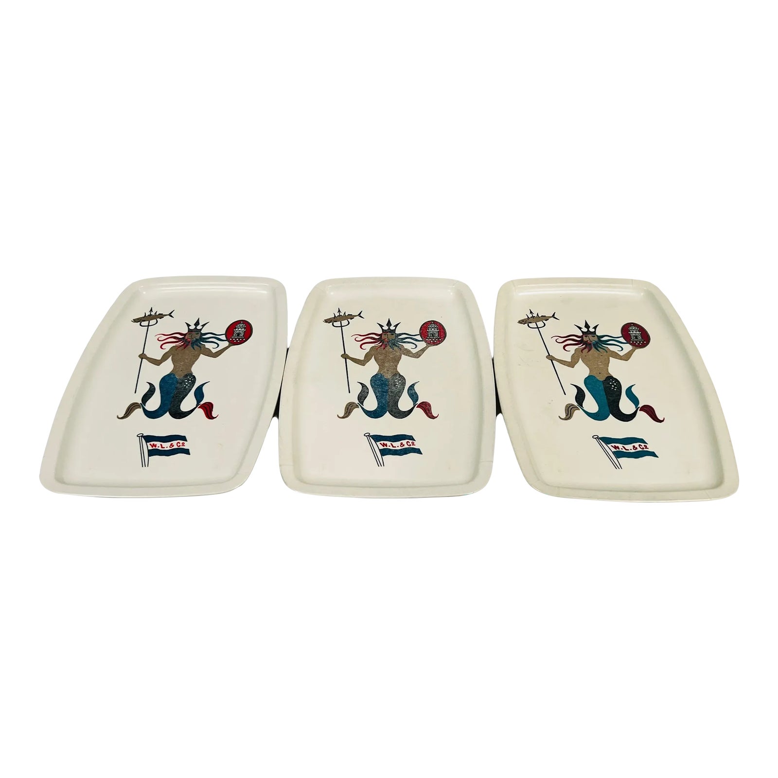 Set of 3 Rosti Melamine Snack Trays Mepal Service Made in Denmark