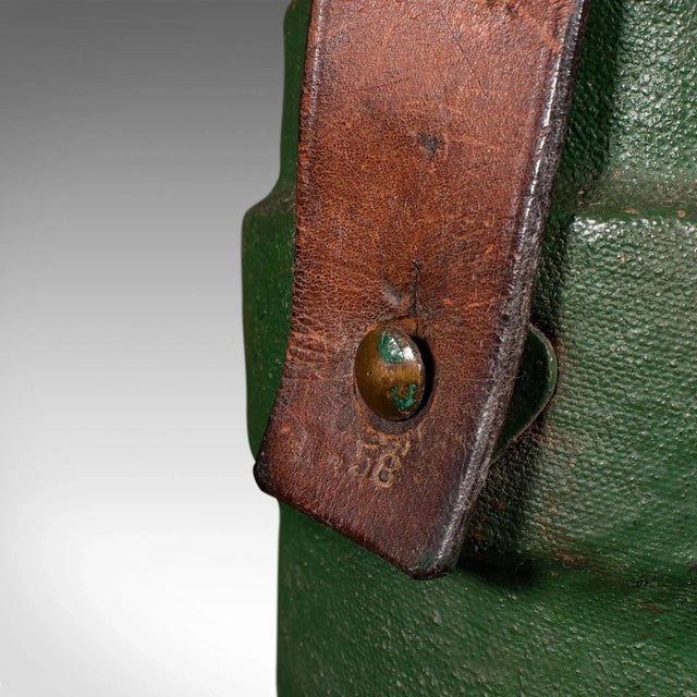 Dark Green 1900s Victorian Antique Household Carry, English, Canvas, Leather, Storage Bucket For Sale - Image 8 of 11