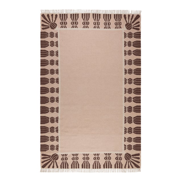 Part & Parcel Goods Wool Tassel Rug, 12' x 15', Bisque, Chocolate and Eggshell For Sale