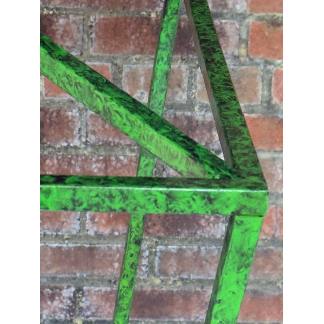 Contemporary Tony Duquette Style Faux Malachite and Hand Gilt Lantern Chandelier by Turtle and Crane - Newly Painted For Sale In Mobile - Image 6 of 12