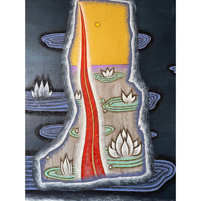 Blue 1992 Astika “Isla” Acrylic on Canvas Painting – Unframed For Sale - Image 8 of 12