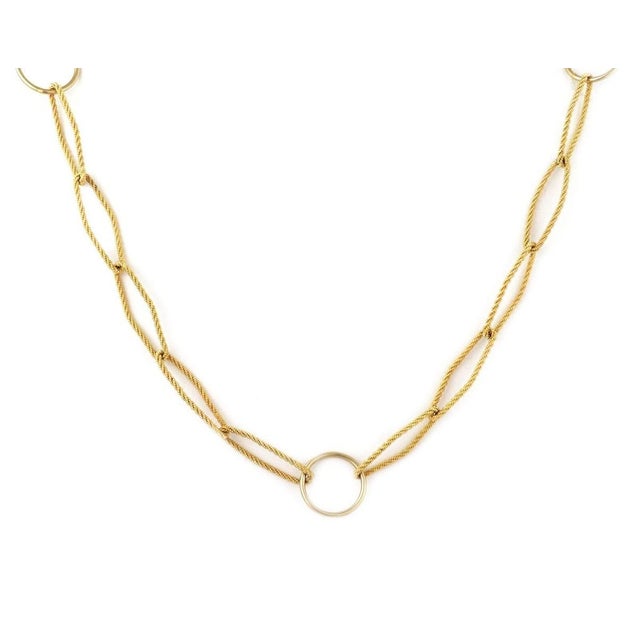 Mid 20th Century Mid 20th Century Open Link 18k Yellow Gold Long Chain Necklace For Sale - Image 5 of 8