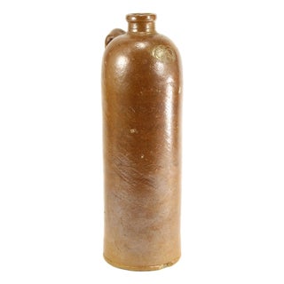 Late 1800's Rare French Stoneware Mineral Water Bottle Seltzer Jug Lion Stamp For Sale