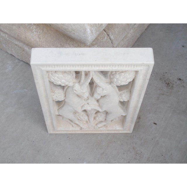 Carved and Pierced Italian Limestone Plaque of Rampant Ibex For Sale - Image 9 of 12