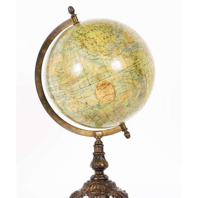 Paper Antique French Terrestrial Globe by Lebegue & Cie, 1880 For Sale - Image 7 of 16