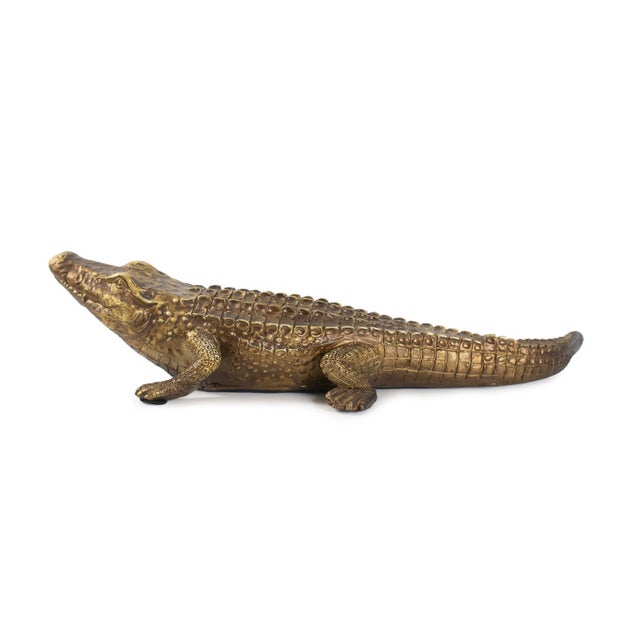 Gold Antiqued Gold Crocodile Sculpture For Sale - Image 8 of 11