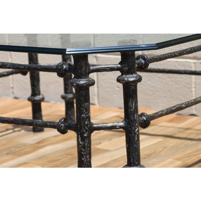 Vintage Giacometti Style Brutalist Sculptural Metal & Glass Coffee Table, 1970s For Sale - Image 17 of 18