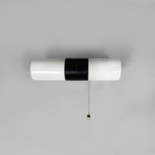 Mid-Century Modern Italian Wall Lamp in Opaline Glass and Black Bakelite, 1950s For Sale - Image 13 of 13