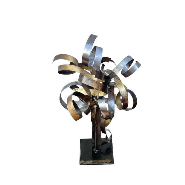 Silas Seandel Signed Silas Seandel Abstract Mixed-Metal Ribbon Sculpture For Sale - Image 4 of 15