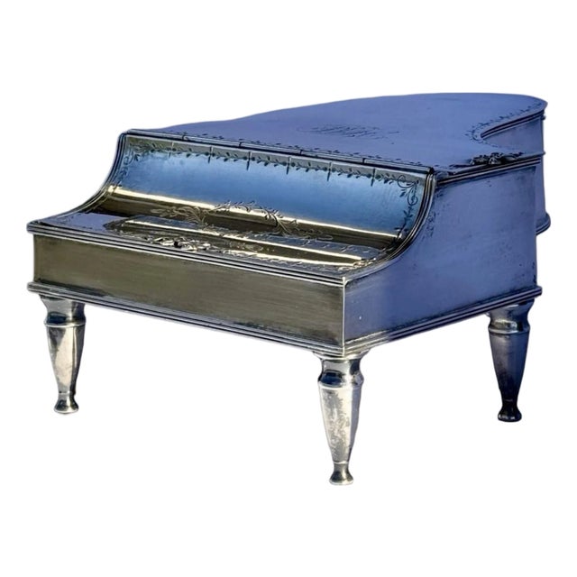 Antique Barbour Silver Co. Piano Dual-Compartment Jewelry Trinket Box For Sale