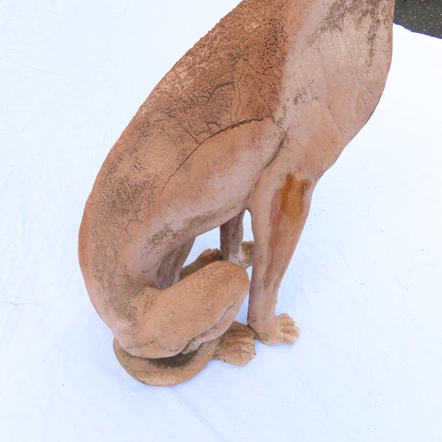 A Vintage Life Size Ceramic Dog Statue Weathered Patina C1970 Indoor