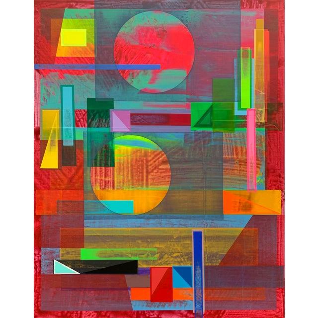 Contemporary Abstract Color Pencil, Acrylic Paint, Acrylic Mediums, and Oil Paint on Canvas "Relic: Transit I" by Michael Barringer For Sale - Image 4 of 4