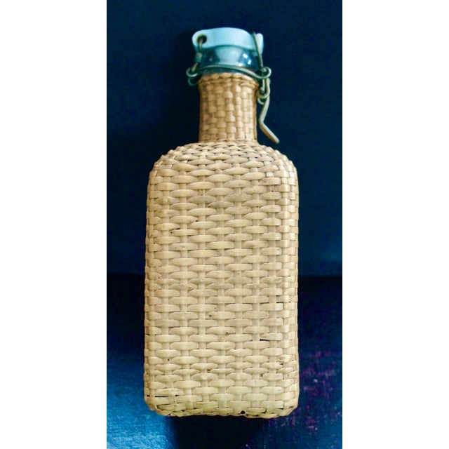 Brown Antique Rattan Travel Drinks Decanter, 1900s For Sale - Image 8 of 9