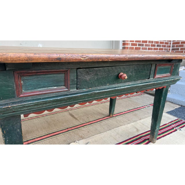 Antique Country French Canadian Paint Decorated Harvest Table, Circa 1830’s For Sale - Image 9 of 12