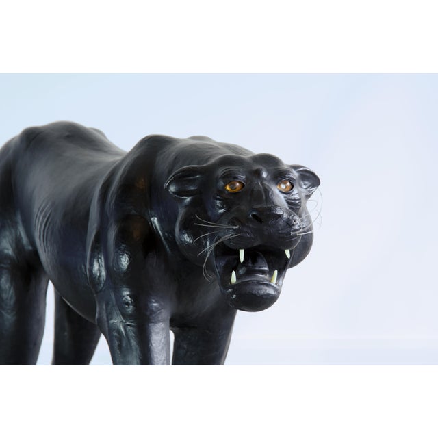 Massive Life Size Panther With Glass Eyes, Mid-Century For Sale - Image 4 of 4