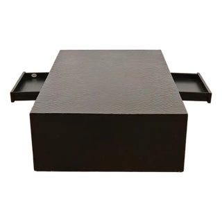 Late 20th Century Baker Furniture Thomas Pheasant Greek Key Scroll-Leg Coffee Table, Cream Crackle Finish For Sale