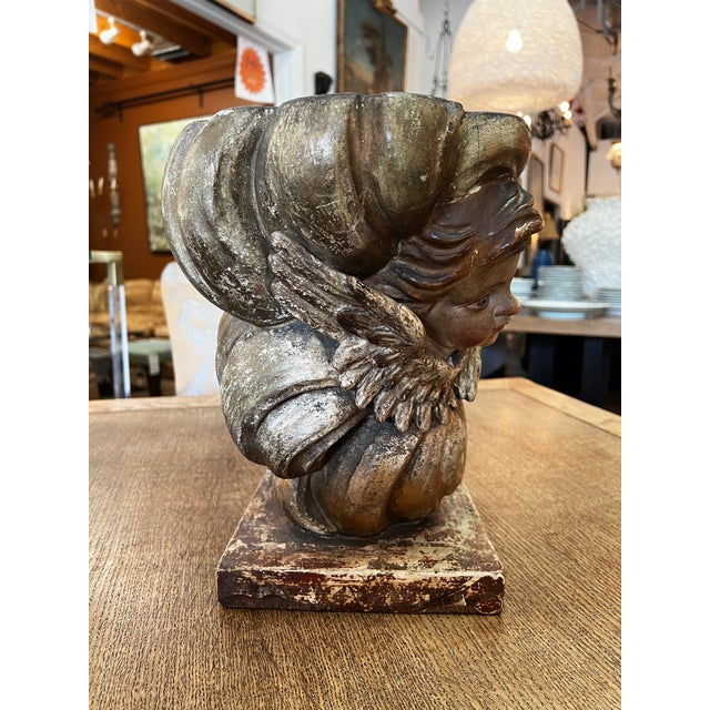 Brown 18th Century Basque Style Painted/Gilded Cherub Heads Pedestal For Sale - Image 8 of 8