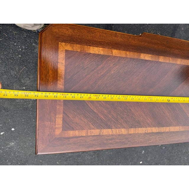 Late 20th Century Chinoiserie Chippendale Style Inlaid Fretwork Console Table by Lane For Sale - Image 12 of 15