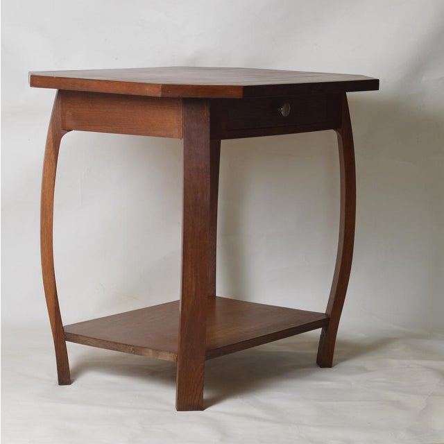 Brown Art Deco Table in Oak with Curved Legs, 1930s For Sale - Image 8 of 12