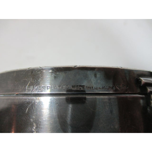 Metal Antique Silver-Plated Round Repousse Box, Made in Denmark For Sale - Image 7 of 10
