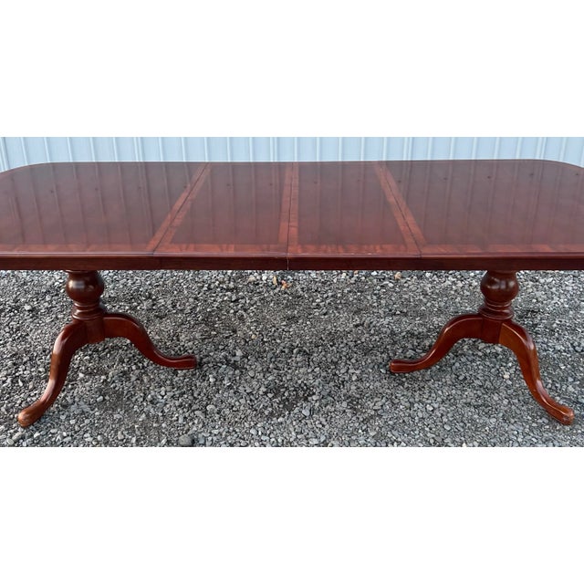 Universal Furniture Double Pedestal Banded Inlay Dining Table With 2 ...