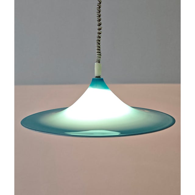 Italian Vintage Blue and White Murano Glass Pendant Lamp, 1960s For Sale - Image 4 of 12