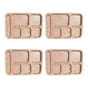 Mid Century Red and Orange Vintage Splatter Confetti Lunch Trays - Set of 4