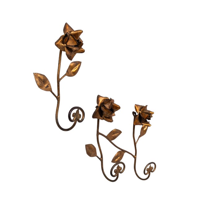 1950s Gilded Metal Wall Coat Racks, France, 1950s, Set of 2 For Sale - Image 5 of 13