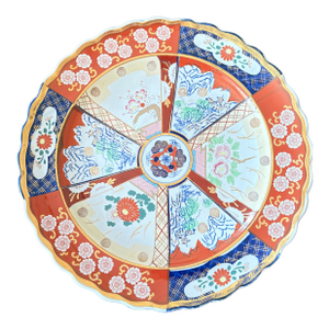 Antique Japanese Imari Scalloped Porcelain Charger