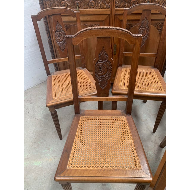 Art Deco Dining Room Set in Finely Carved Walnut, Set of 9 For Sale - Image 11 of 18