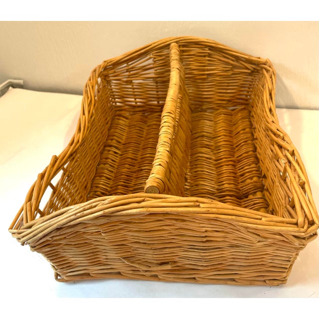 Vintage Divided Wicker Tray For Sale In Dallas - Image 6 of 8