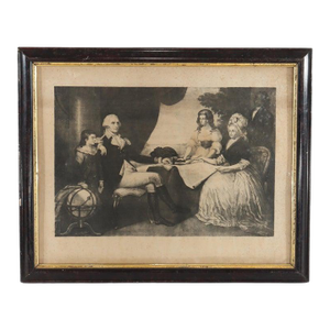 Antique Print “The Washington Family” From Engraving by Edward Savage C1830