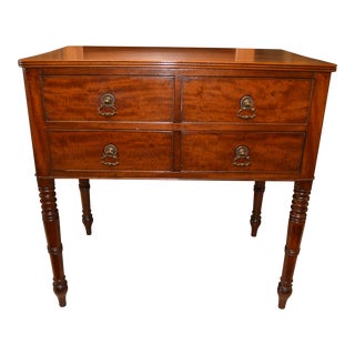1920s European Elegant Cherry, Oak Wood 4 Drawer Hall Buffet Accent Table with Turned Legs For Sale