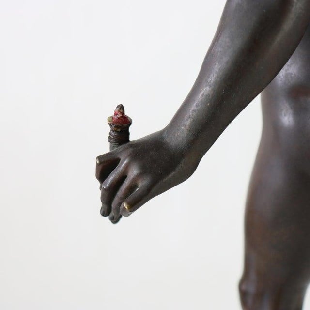 Grand Tour 36” Classical Bronze Sculpture of Mercury on Breath of Zeus C1890 For Sale - Image 4 of 16