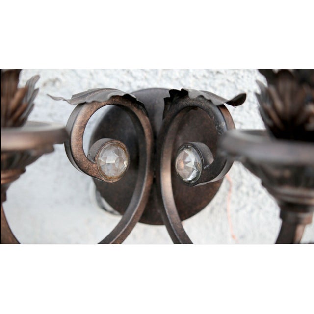 Chocolate Acanthus Leaf Exterior 3-Arm Sconces - a Pair For Sale - Image 8 of 13