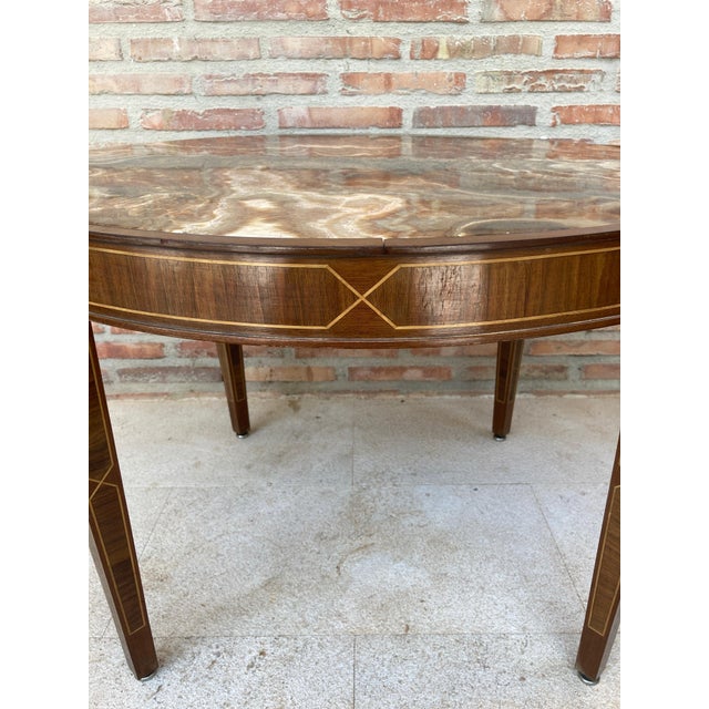 Early 20th Century Circular Side Table in Wood with Lemongrass Marquetry Fillets For Sale - Image 11 of 18
