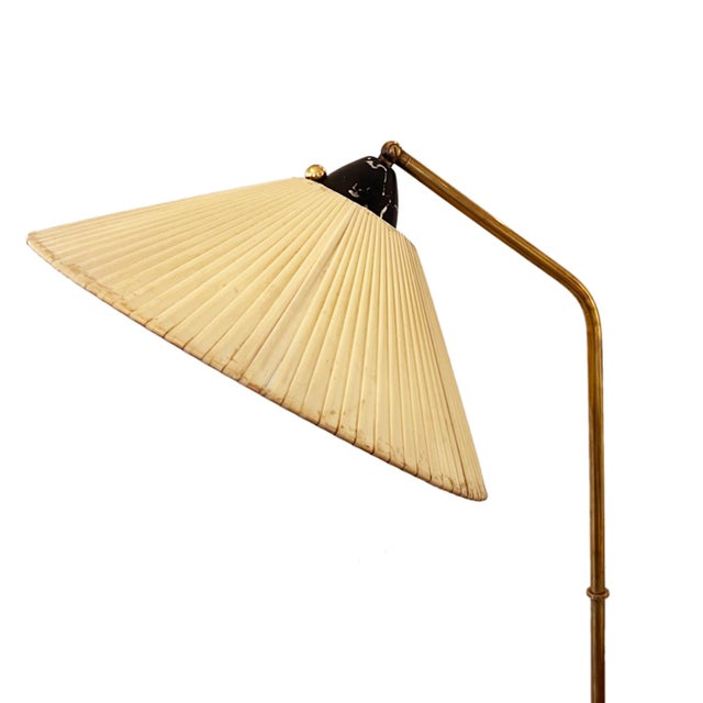 Italian Brass Floor Lamp with Travertine Base, 1950s For Sale - Image 4 of 7