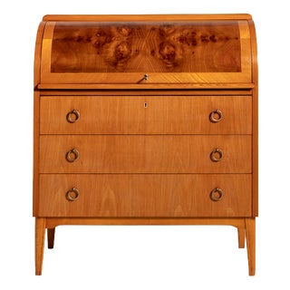 Scandinavian Secretaire in Elm and Root, 1950s For Sale