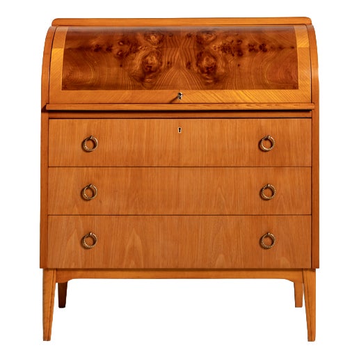Scandinavian Secretaire in Elm and Root, 1950s For Sale