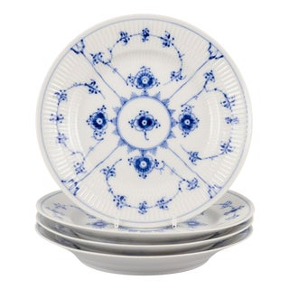 Small Lunch Plates in Blue Fluted Porcelain from Royal Copenhagen, 1980s, Set of 4 For Sale