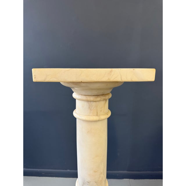 Antique Italian White 7 Piece Carved Alabaster Pedestal Column For Sale - Image 10 of 13