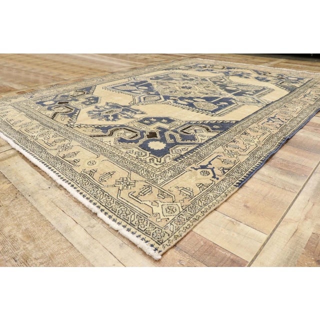 Tan Antique-Worn Persian Viss Rug - 06'11 X 09'10 For Sale - Image 8 of 11
