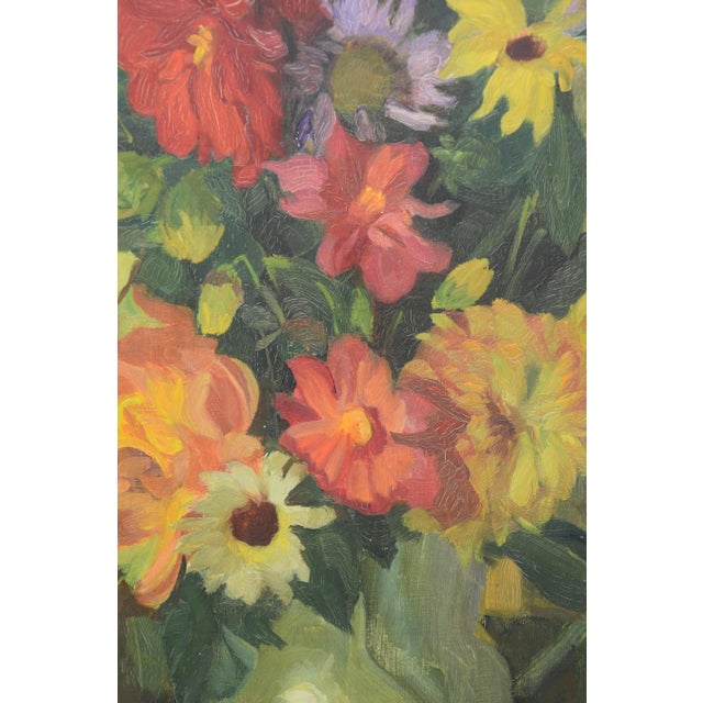 Kurt Lauber, Still Life with Summer Flowers, 1945, Oil on Cardboard, Framed For Sale - Image 8 of 14